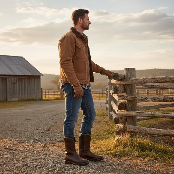 Cabela’s Men’s 11” Pinedale Brown Leather Pull Up Western Work Boots - Picture 2 of 12